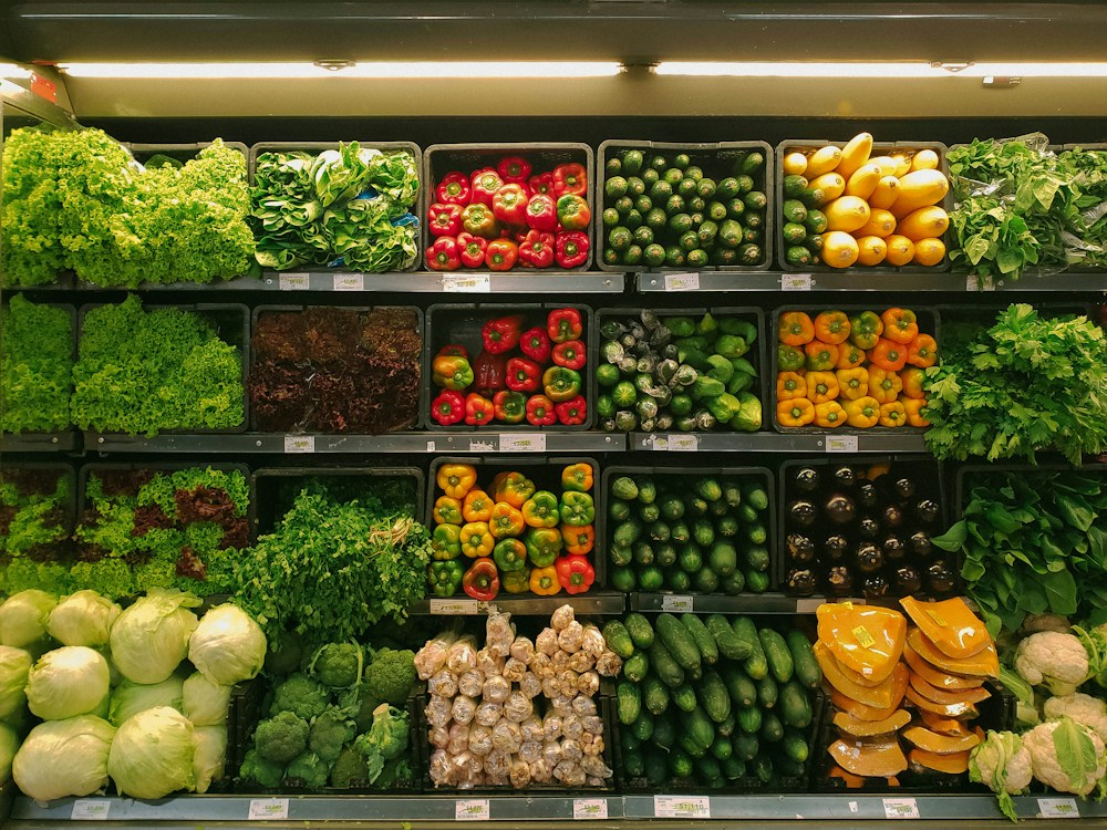 Fresh vegetables at a grocery market